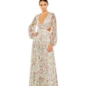 Mac Duggal Cutout Waist Lace-Up Back Dress